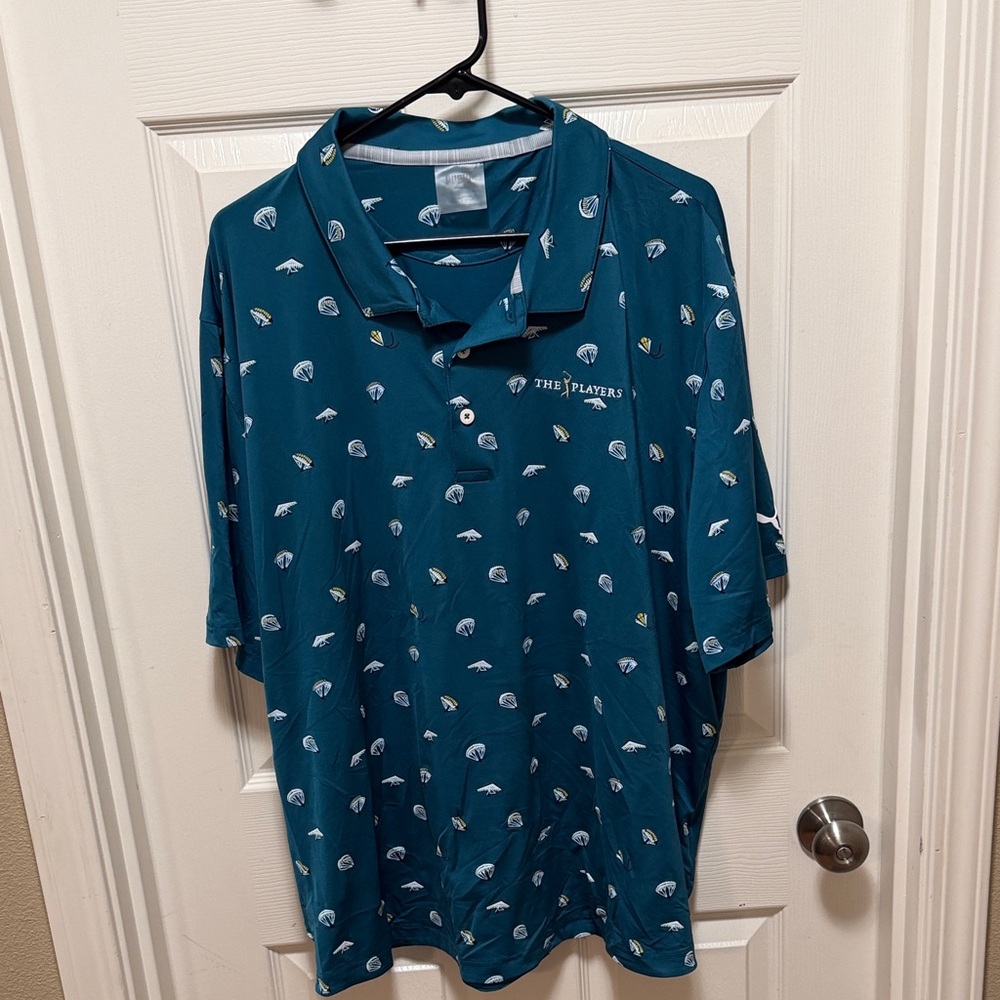 Puma Teal Polo with Pattern